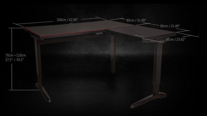 曜越科技发布 2021 款 ToughDesk 500L 电脑桌：可调节高度 + RGB 灯光桌面(图1)