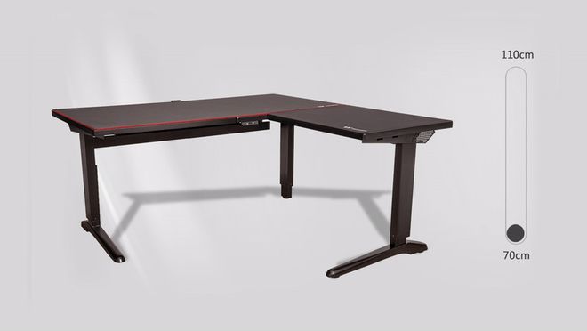 曜越科技发布 2021 款 ToughDesk 500L 电脑桌：可调节高度 + RGB 灯光桌面(图2)