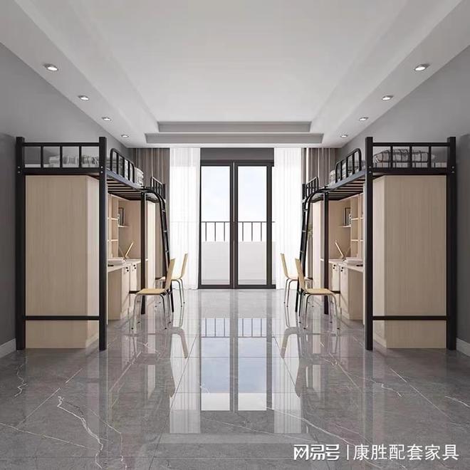 宿舍双层单人床设计注重员工便利性。(图2)