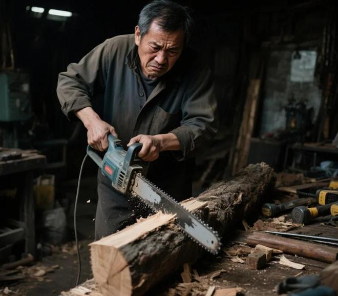 父亲去世只留下一堆“烂木头”儿子忍着恨意切开锯子落下懵了(图1)